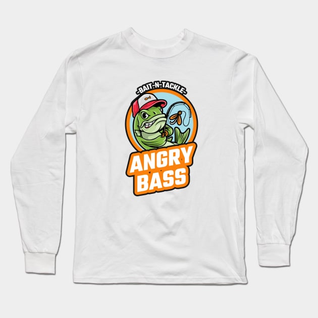 angry bass, bait and tackle Long Sleeve T-Shirt by GttP